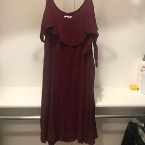 Maroon dress with off the shoulder straps